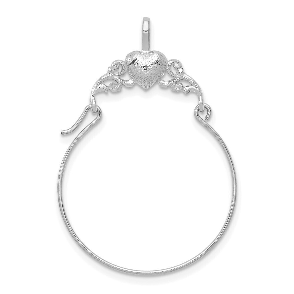 Million Charms 14k White Gold Polished Heart Charm Holder Pendant